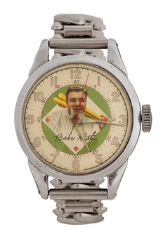 Babe Ruth Exacta Wrist Watch With Baseball Case